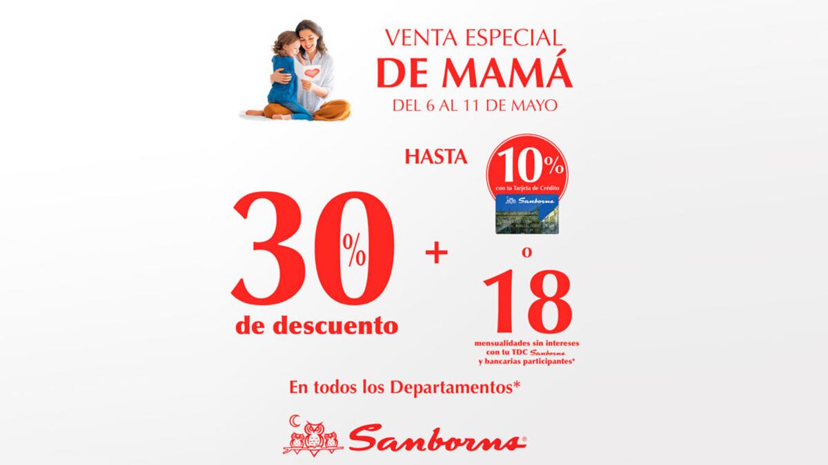 Ofertas especiales, venta especial de Sanbrons 10 de mayo,día de la madre, ideas de regalo
