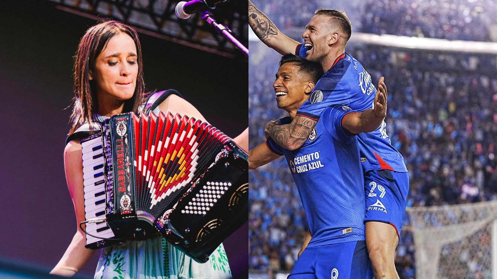 La afición de Cruz Azul ha adoptado a Julieta Venegas como su madrina.