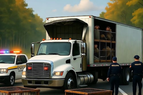 Camión con monos de laboratorio presuntamente infectados se vuelca y desata operativo de emergencia