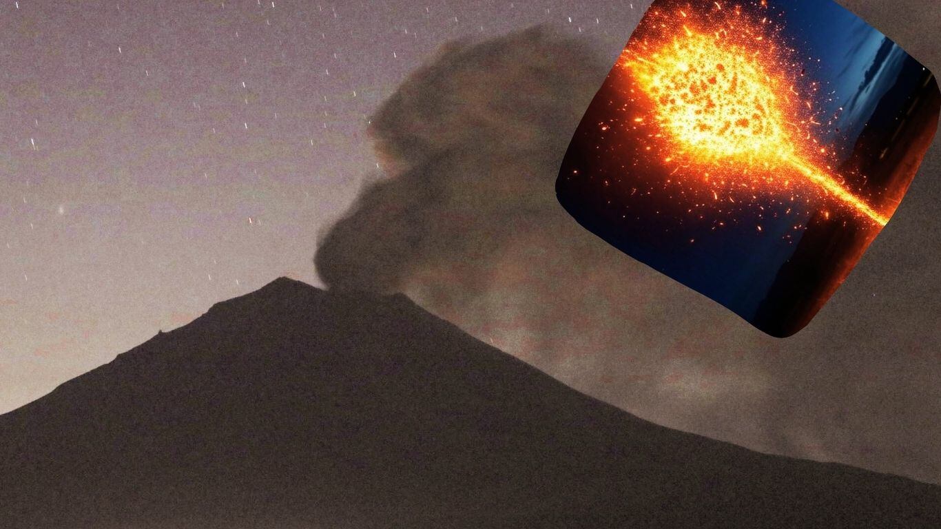 Meteorito sobre el Popocatépetl