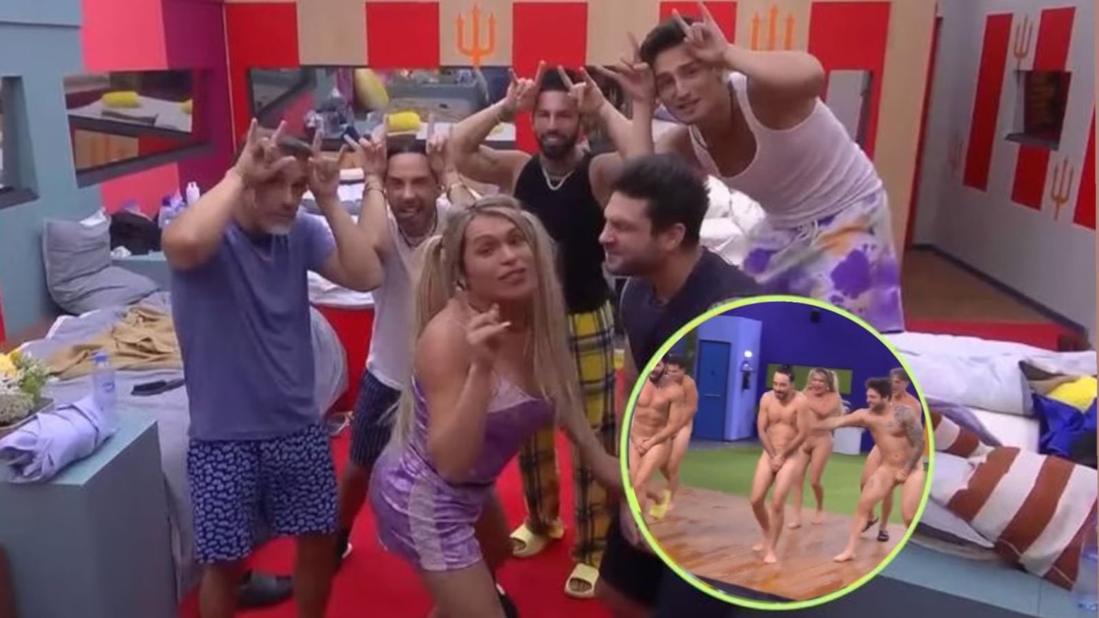 El team Infierno cumple su promesa y se avientan a la alberca de ‘La Casa de los Famosos México’ completamente desnudos.