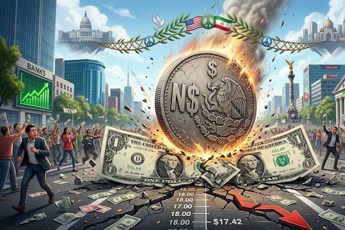 Peso se dispara y tumba al dólar a $17.42 tras tregua entre EU e Irán