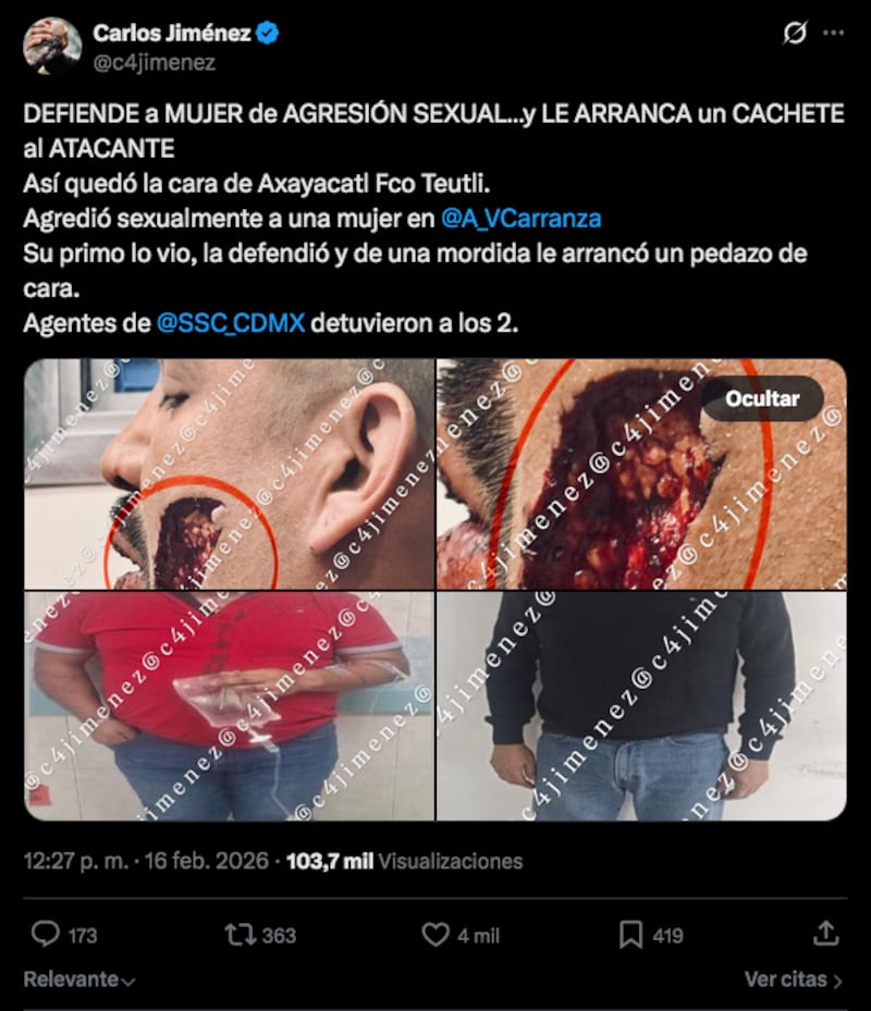 Post del periodista Carlos Jiménez en X
