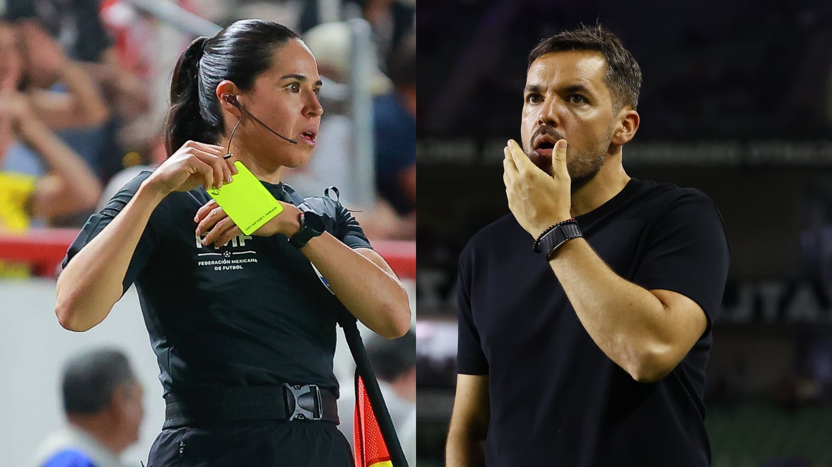 Larcamón tuvo un inconveniente con Karen Díaz.