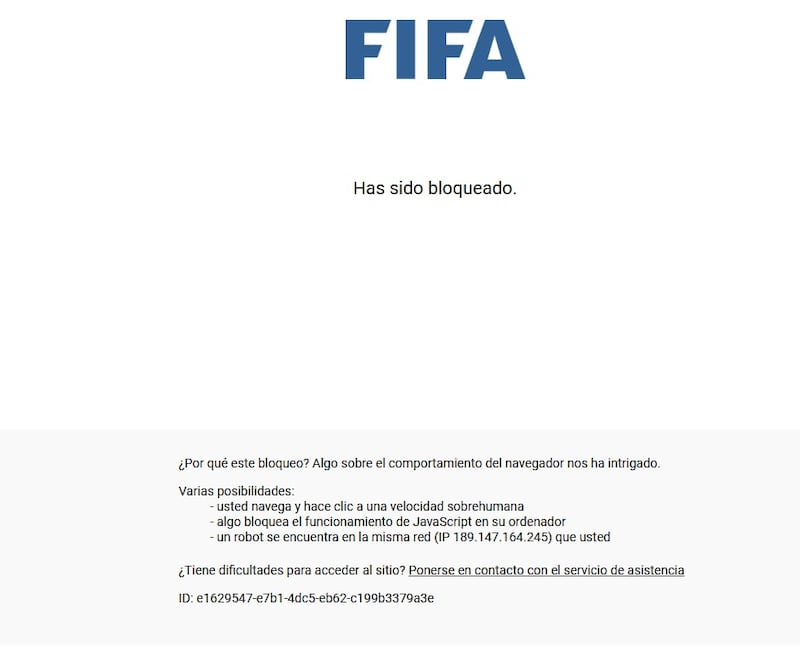 Portal de FIFA presenta fallas.