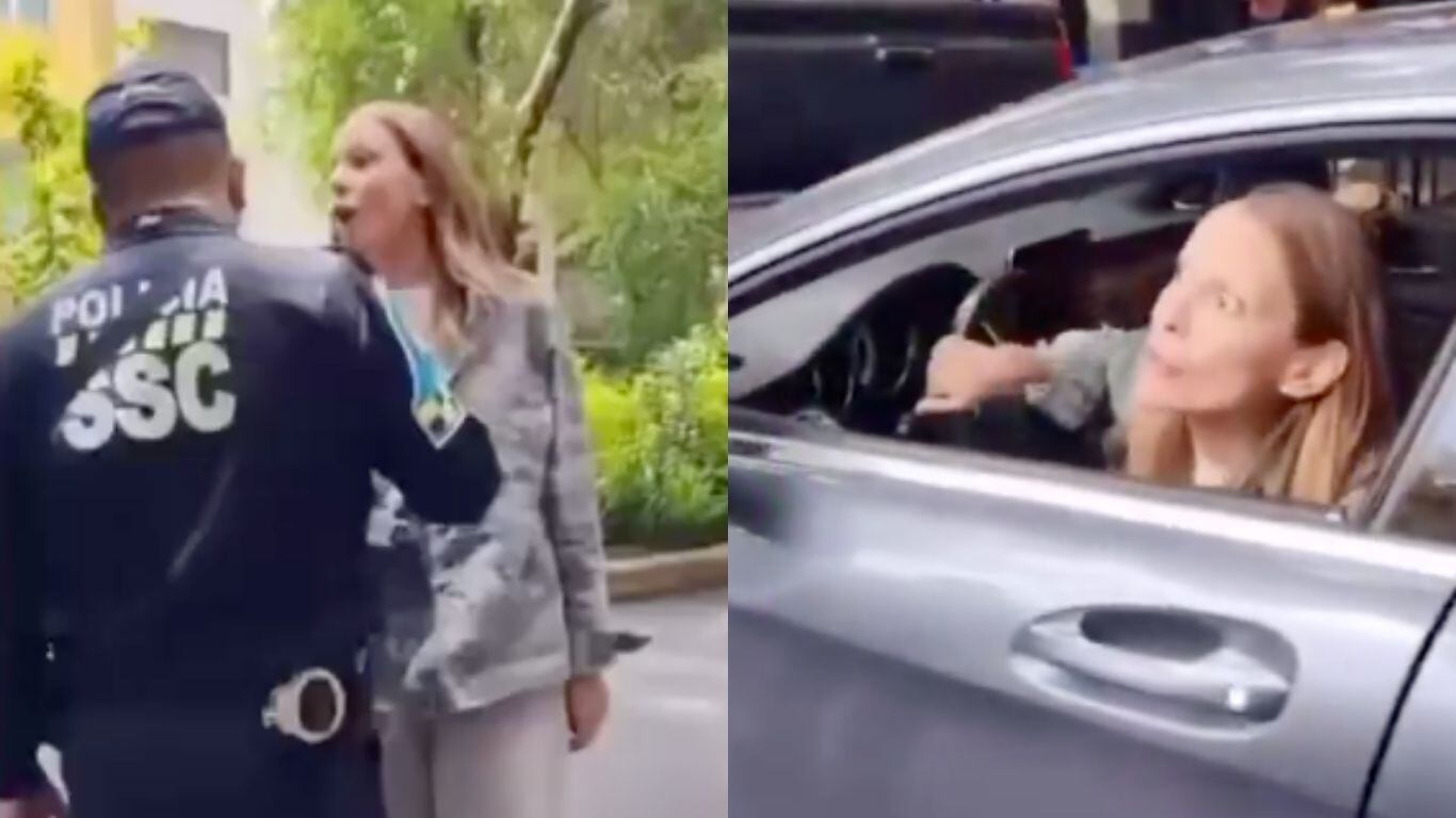 Dama en La Condesa insultando policías