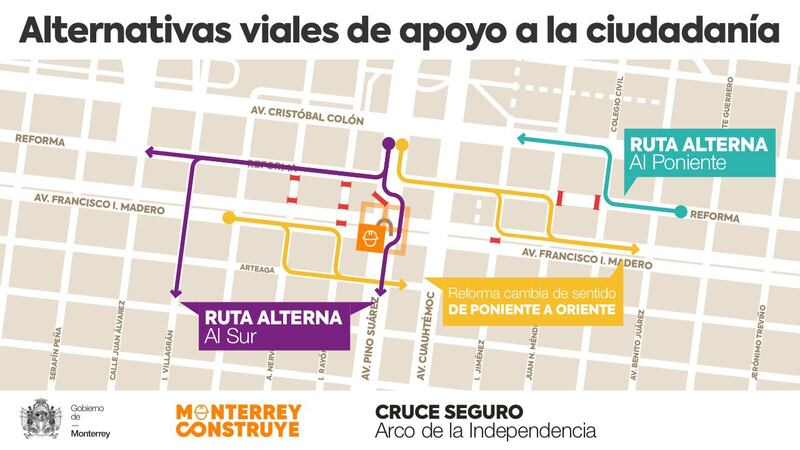 Estas son las opciones alternas de circulación por el área.