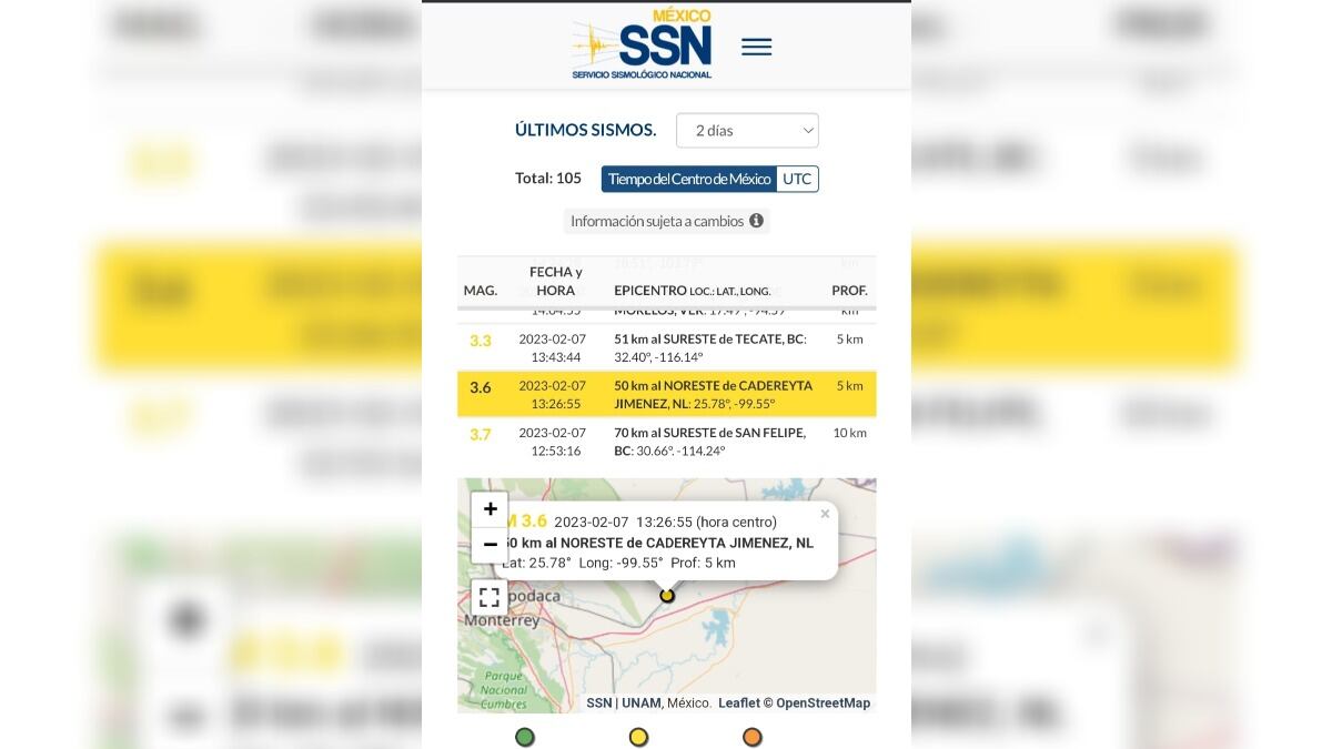 El Sismológico Nacional indicó que la magnitud fue de 3.6 grados en escala de Richter.