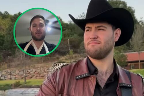 Vocalista de Calibre 50 reaparece con los brazos inmovilizados tras terrible accidente