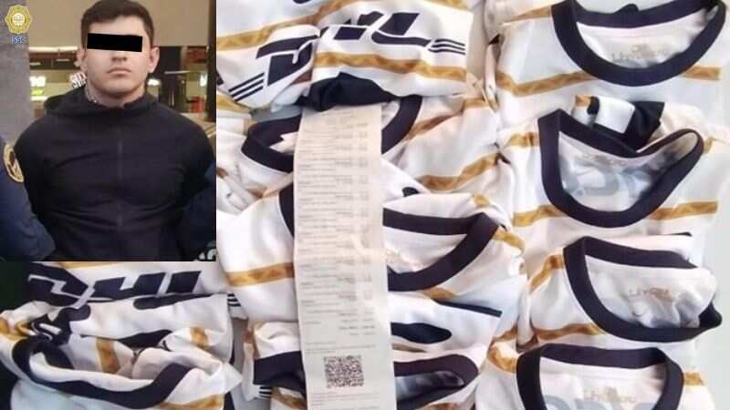 Venezolano detenido con 12 playeras de Pumas que robó de tienda en centro comercial