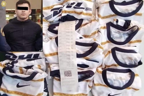 Venezolano intenta robarse 12 playeras de los Pumas de centro comercial