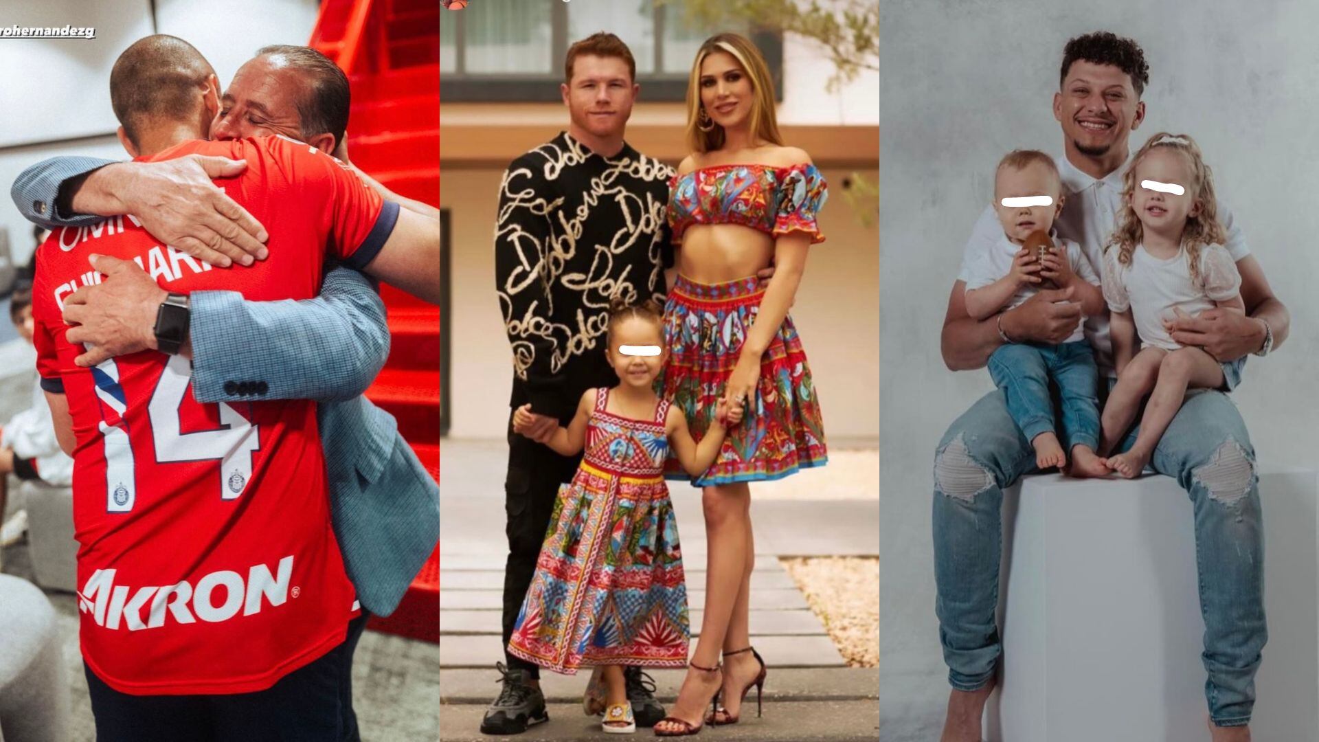 'Chicharito' Hernández, 'Canelo' Álvarez y Patrick Mahomes festejan el Día del Padre a través de redes sociales. Imagen: especial.
