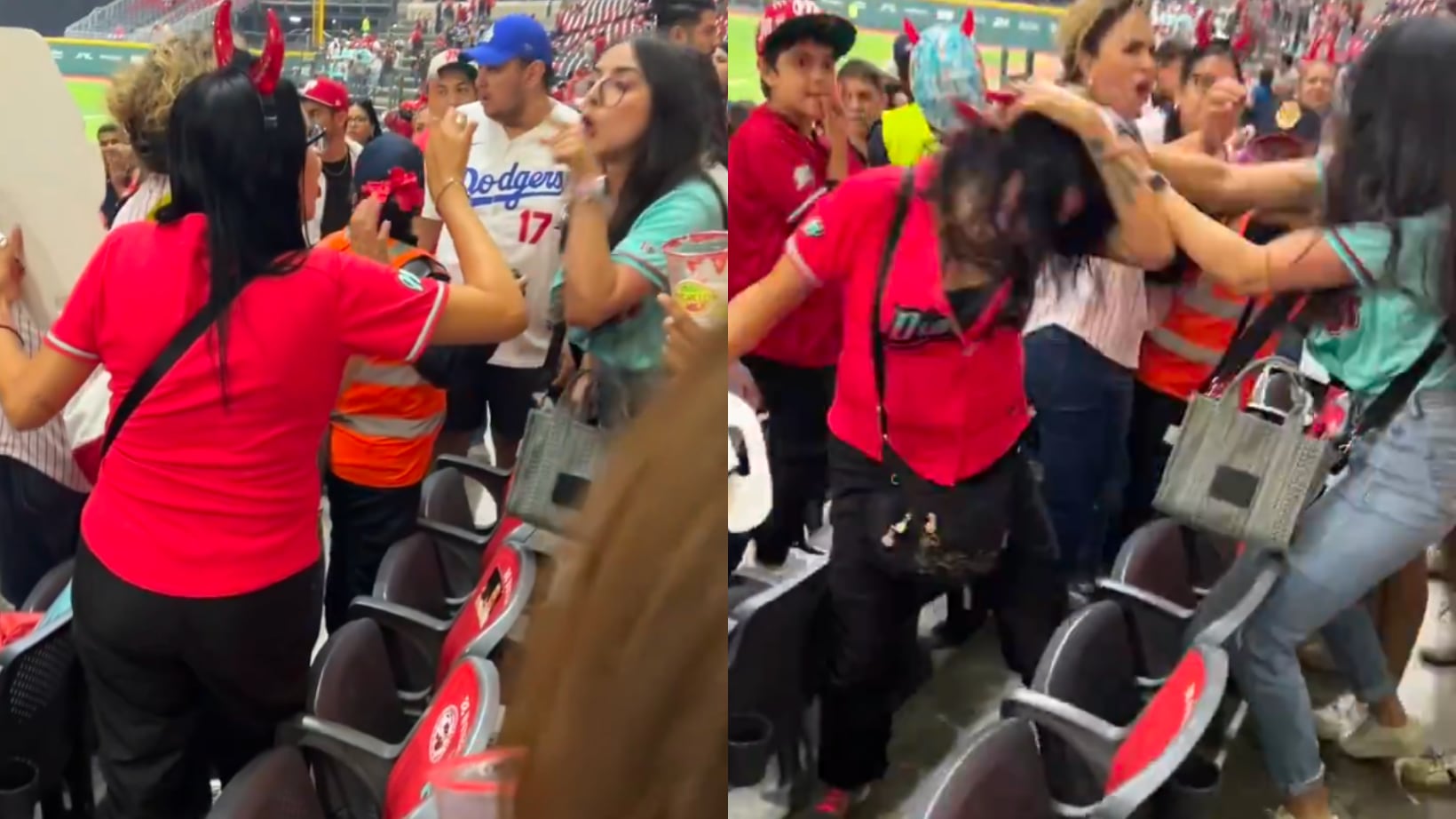 Aficionadas protagonizaron fuerte pelea en juego de los Diablos.
