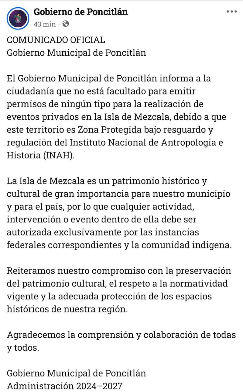 FACEBOOK/ GOBIERNO DE PONCITLÁN