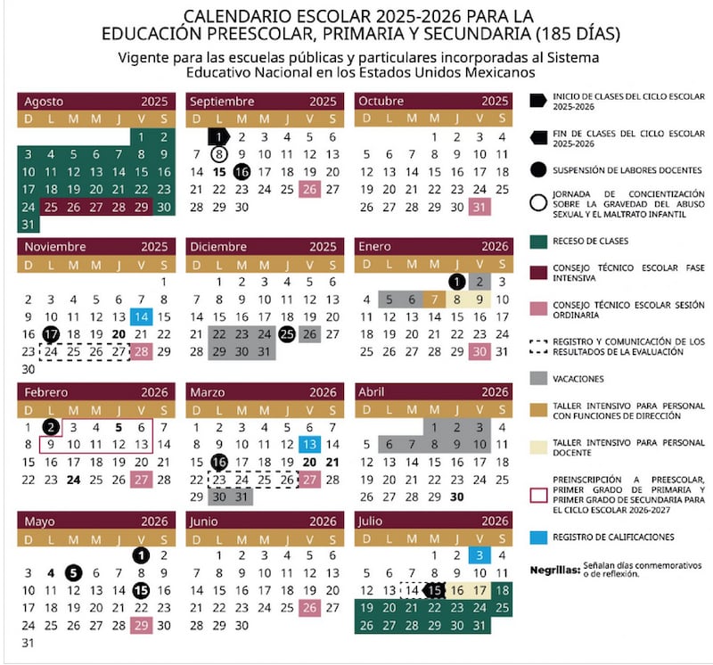 SEP Calendario escolar