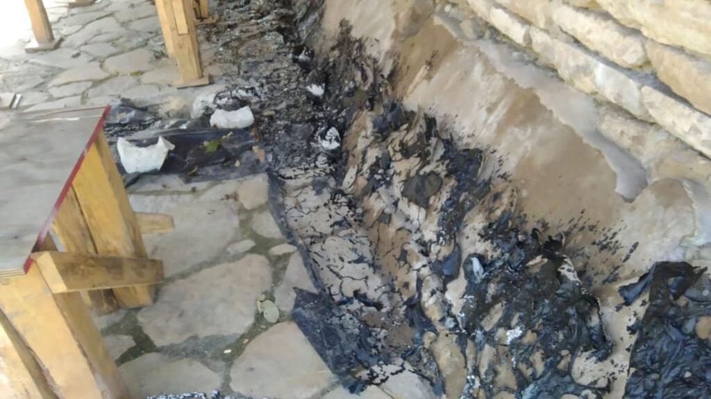 Mural prehispánico dañado de El Tajín.