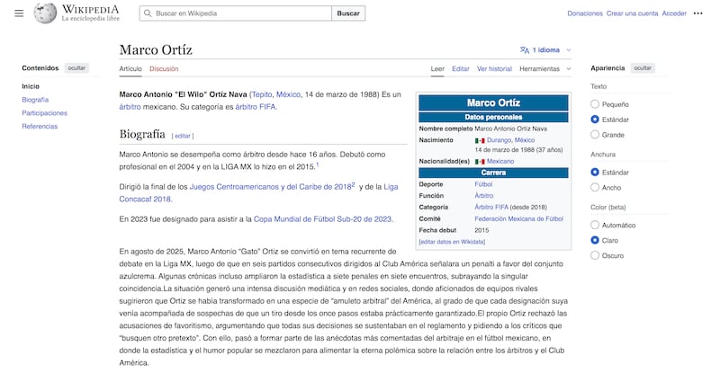 Wikipedia le puso nuevo apodo al Gato Ortiz.