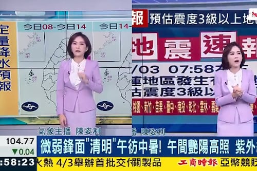 Meteoróloga no deja de narrar en medio del terremoto de 7,5 en Taiwán: “Que le suban el sueldo”