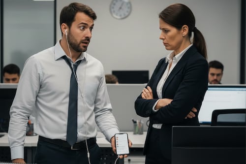 Usar cel o audífonos en la chamba puede costarte el empleo, aunque creas que no