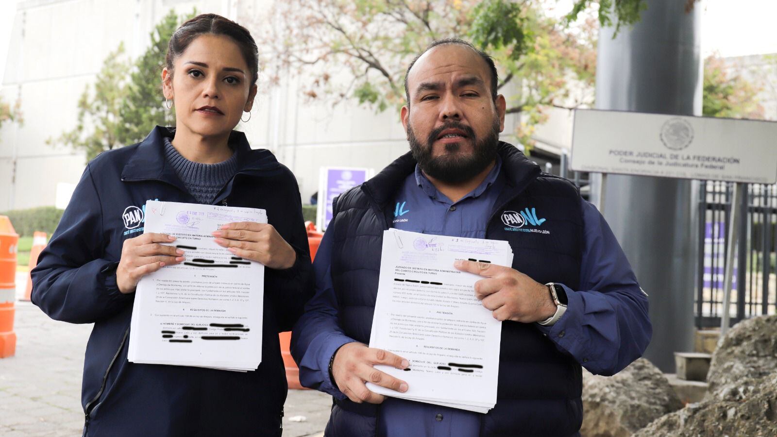 Lidia Estrada, secretaria general del partido y Policarpo Flores, presidente estatal del PAN.