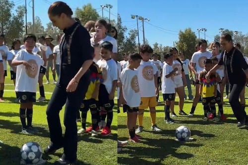 VIDEO: Sheinbaum cobra penal y desata euforia tras meter gol en canchas del Mundial Social