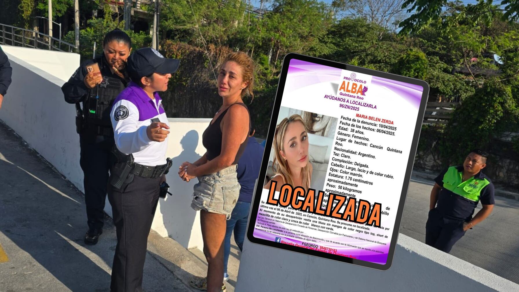 María Belén Zerda, turista argentina desaparecida desde el 6 de abril en Cancún, fue hallada con vida. Esto dice la Fiscalía de Quintana Roo.