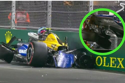 Franco Colapinto destroza su monoplaza con brutal impacto en Las Vegas