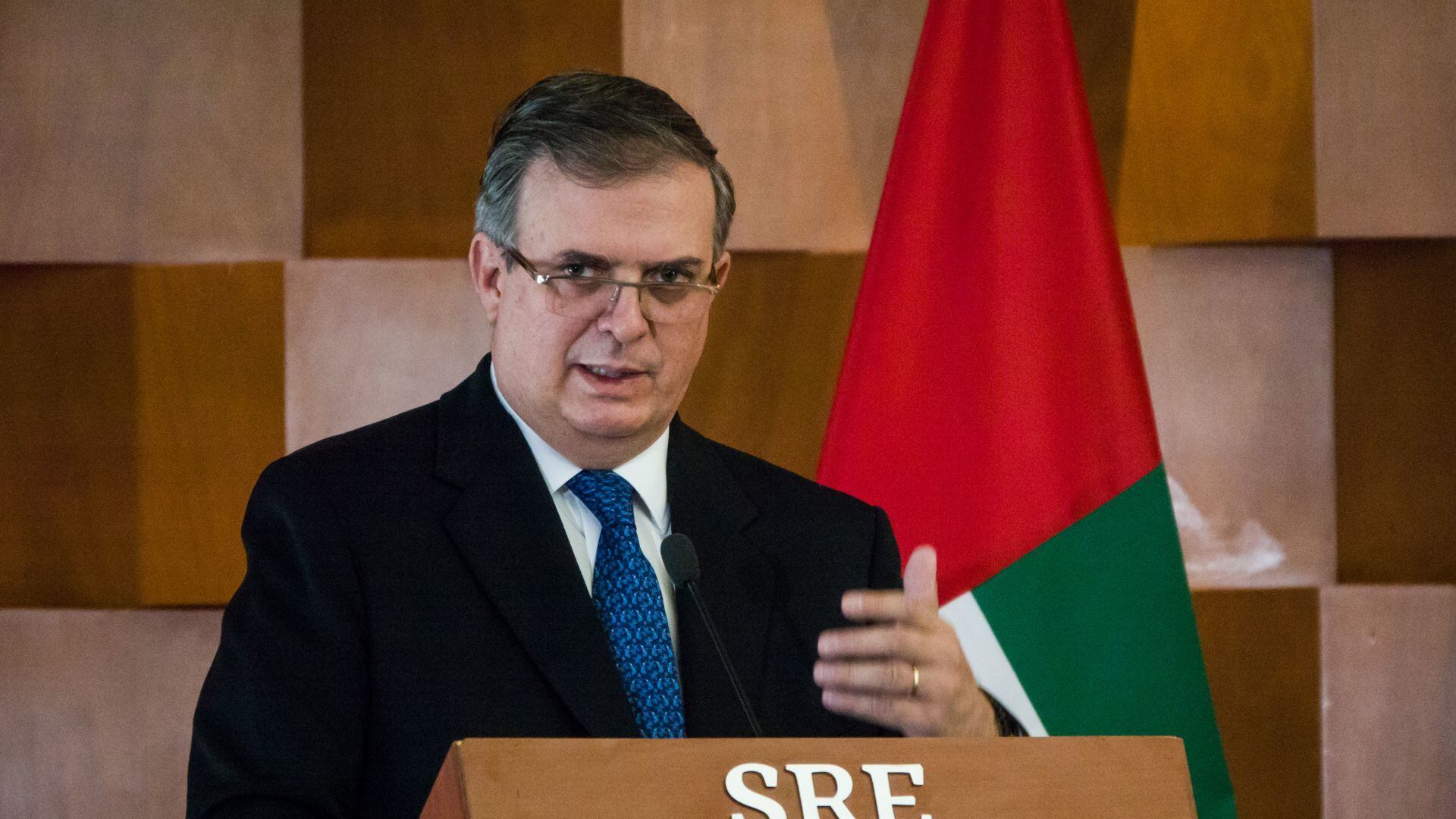 Marcelo Ebrard, secretario de Relaciones Exteriores, en la presentación de lo que será el Pabellón de México en la Expo 2020 Dubai