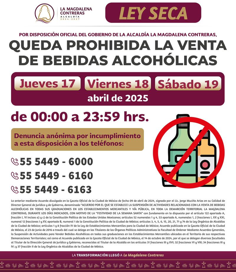 Ley Seca en Magdalena Contreras