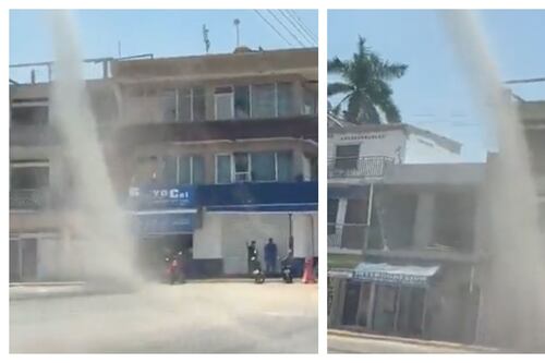 Se forma pequeño tornado en calles de Veracruz