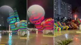 Tormenta derrumba piñata gigante del ‘burrito sabanero’ en villa navideña de Cancún